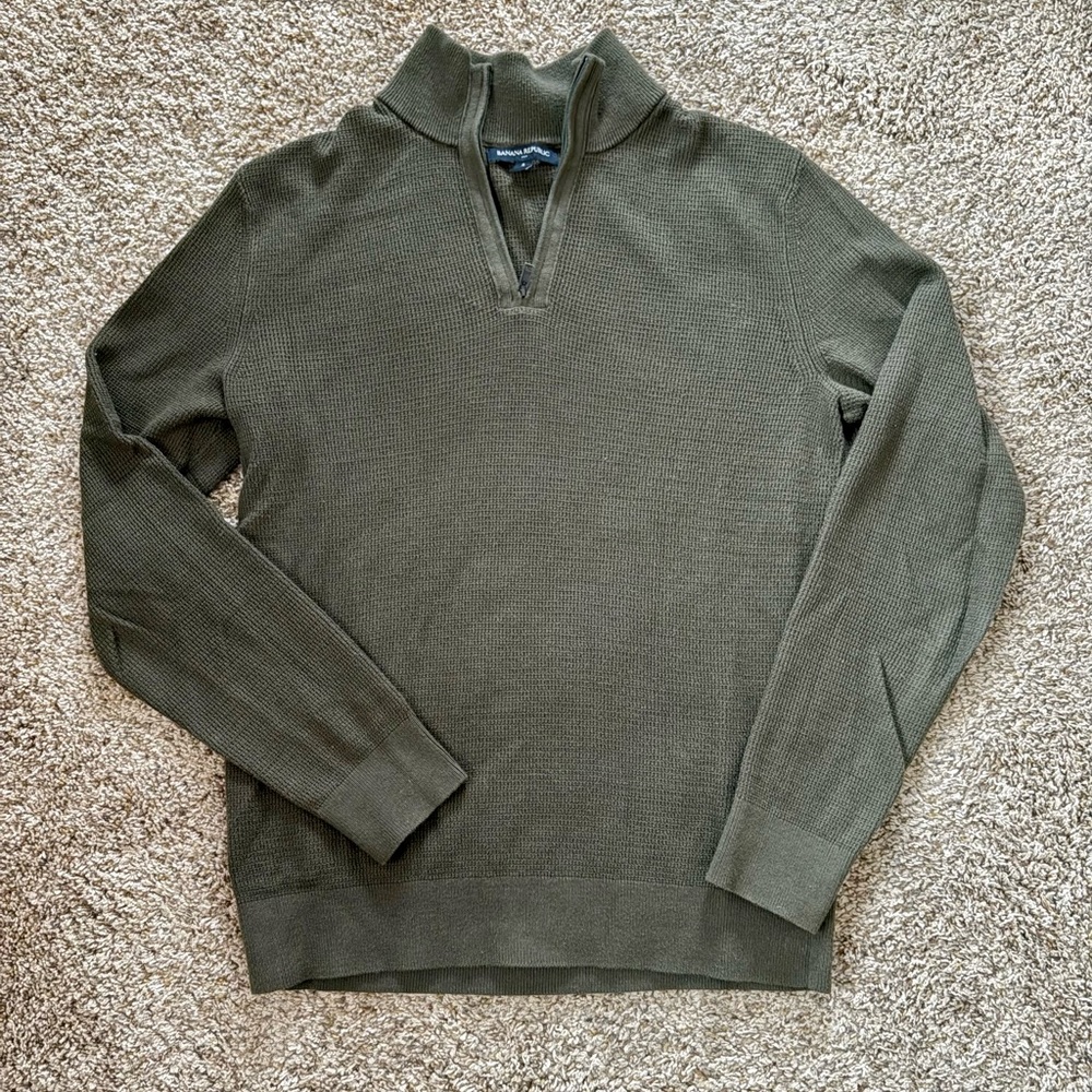Banana Republic Waffle Knit Quarter Zip Sweater